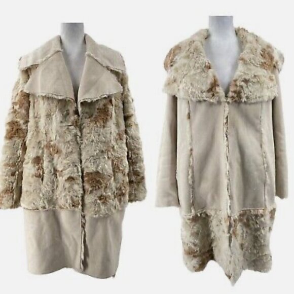 Adrienne Landau SZ M Reversible Fur & Suede Kimono Style Coat Chic Luxury Unique - Picture 1 of 15
